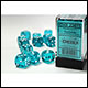 Chessex - Translucent 16mm D6 Dice Block - Teal w/white 