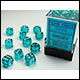Chessex - Translucent 12mm D6 Dice Block - Teal w/white 