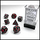 Chessex - Velvet Polyhedral 7 Dice Set - Black w/Red 