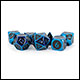 Fanroll - 16mm Metal Polyhedral Dice Set: Blue w/ Black Enamel