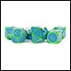 Fanroll - 16mm Metal Polyhedral Dice Set: Green w/ Blue Enamel