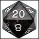 Fanroll - 35mm Mega Acrylic D20 - Ethereal Black with White Numbers