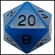 Fanroll - 35mm Mega Acrylic D20 - Glow Blue with Black Numbers