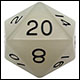 Fanroll - 35mm Mega Acrylic D20 - Glow Clear with Black Numbers