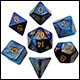 Fanroll - 10mm Mini Polyhedral Dice set- Blue/Light Blue w/ Gold Numbers