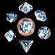 Fanroll - 10mm Mini Polyhedral Dice set - Marble w/ Blue Numbers