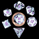 Fanroll - 10mm Mini Polyhedral Dice set - Marble w/ Purple Numbers