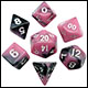 Fanroll - 10mm Mini Polyhedral Dice set - Pink/Black w/ Gold Numbers